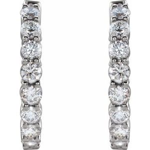 14K White 2 CTW Lab-Grown Diamond Inside-Outside Hinged 20 mm Hoop Earrings - BN & CO JEWELRY