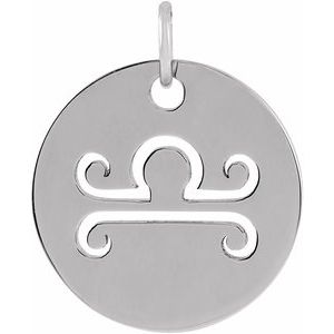 Sterling Silver 16.5 mm Libra Zodiac Disc Pendant - BN & CO JEWELRY