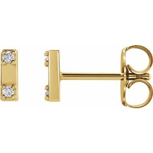 14K Yellow .03 CTW Natural Diamond Two-Stone Bar Earrings - BN & CO JEWELRY