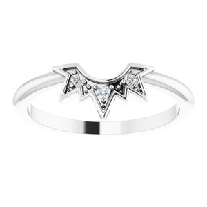 14K White .03 CTW Natural Diamond Sunburst Contour Band - BN & CO JEWELRY