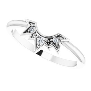 14K White .03 CTW Natural Diamond Sunburst Contour Band - BN & CO JEWELRY