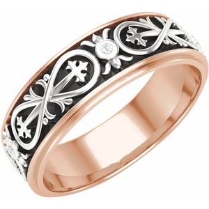 14K Rose/White 6.5 mm Infinity-Inspired Band Size 8.5 - BN & CO JEWELRY