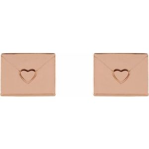 14K Rose Heart Envelope Earrings - BN & CO JEWELRY
