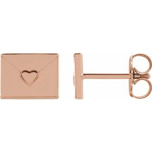 14K Rose Heart Envelope Earrings - BN & CO JEWELRY