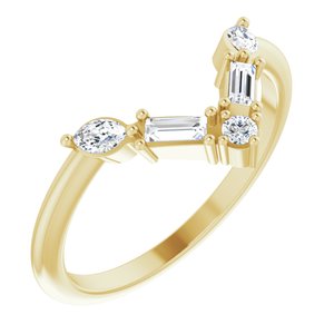 14K Yellow 1/4 CTW Natural Diamond V Bar Ring - BN & CO JEWELRY