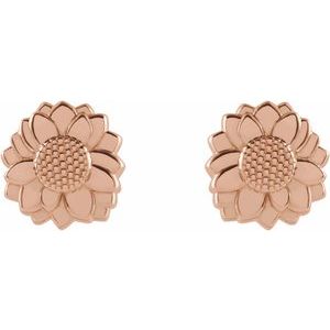 14K Rose Tiny Sunflower Earrings - BN & CO JEWELRY