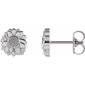 14K White Tiny Sunflower Earrings - BN & CO JEWELRY