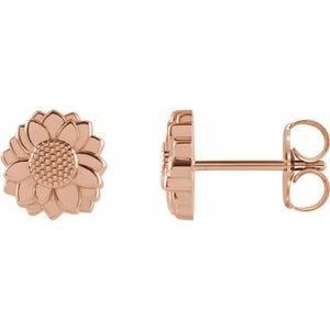 14K Rose Tiny Sunflower Earrings - BN & CO JEWELRY