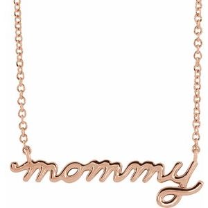 14K Rose Petite Mommy Script 18" Necklace - BN & CO JEWELRY