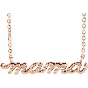 14K Rose Petite Mama Script 16" Necklace - BN & CO JEWELRY