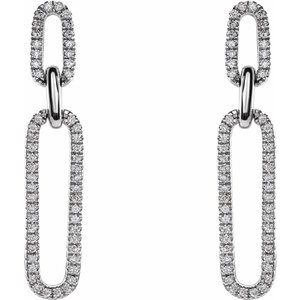 14K White 1/3 CTW Natural Diamond Link Earrings - BN & CO JEWELRY