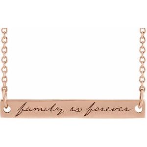 14K Rose Family is Forever Bar 18" Necklace - BN & CO JEWELRY