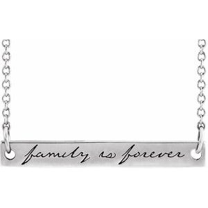 14K White Family is Forever Bar 18" Necklace - BN & CO JEWELRY