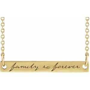14K Yellow Family is Forever Bar 18" Necklace - BN & CO JEWELRY
