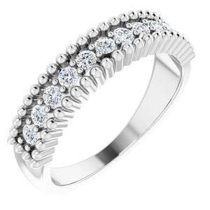 14K White 1/3 CTW Natural Diamond Beaded Border Anniversary Band - BN & CO JEWELRY
