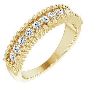 14K Yellow 1/3 CTW Natural Diamond Beaded Border Anniversary Band - BN & CO JEWELRY