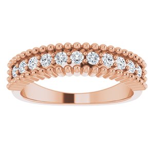 14K Rose 1/3 CTW Natural Diamond Beaded Border Anniversary Band - BN & CO JEWELRY