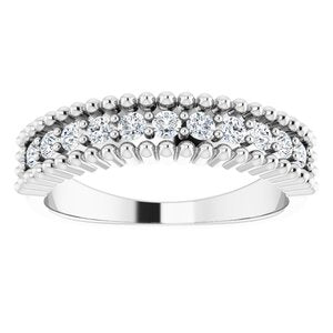 14K White 1/3 CTW Natural Diamond Beaded Border Anniversary Band - BN & CO JEWELRY