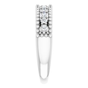 14K White 1/3 CTW Natural Diamond Beaded Border Anniversary Band - BN & CO JEWELRY