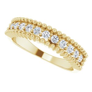 14K Yellow 1/3 CTW Natural Diamond Beaded Border Anniversary Band - BN & CO JEWELRY