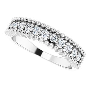 14K White 1/3 CTW Natural Diamond Beaded Border Anniversary Band - BN & CO JEWELRY