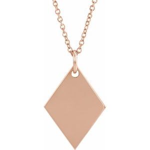 14K Rose Engravable Diamond-Shaped 16-18" Necklace - BN & CO JEWELRY