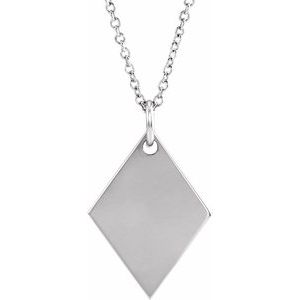 Sterling Silver Engravable Diamond-Shaped 16-18" Necklace - BN & CO JEWELRY