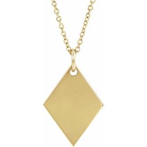 14K Yellow Engravable Diamond-Shaped 16-18" Necklace - BN & CO JEWELRY