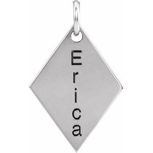 Sterling Silver 19.84x12.95 mm Engravable Diamond-Shaped Pendant - BN & CO JEWELRY