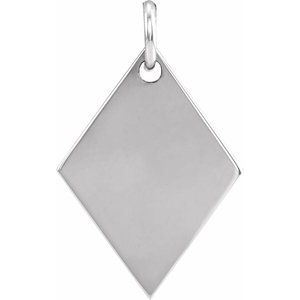 Sterling Silver 19.84x12.95 mm Engravable Diamond-Shaped Pendant - BN & CO JEWELRY