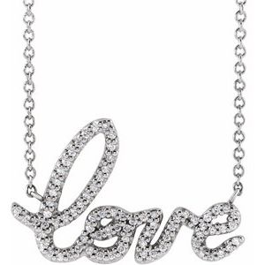 14K White 1/6 CTW Natural Diamond Love 18" Necklace - BN & CO JEWELRY