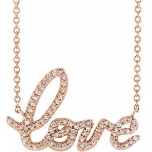 14K Rose 1/6 CTW Natural Diamond Love 18" Necklace - BN & CO JEWELRY