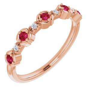 14K Rose Natural Ruby & .03 CTW Natural Diamond Stackable Ring - BN & CO JEWELRY