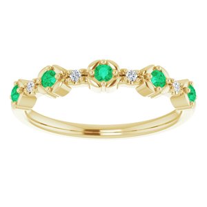 14K Yellow Natural Emerald & .03 CTW Natural Diamond Stackable Ring - BN & CO JEWELRY