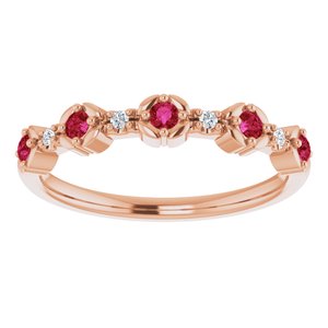 14K Rose Natural Ruby & .03 CTW Natural Diamond Stackable Ring - BN & CO JEWELRY