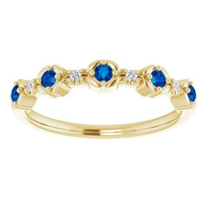 14K Yellow Natural Blue Sapphire & .03 CTW Natural Diamond Stackable Ring - BN & CO JEWELRY