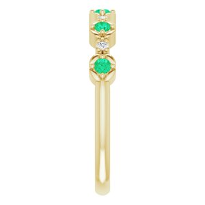 14K Yellow Natural Emerald & .03 CTW Natural Diamond Stackable Ring - BN & CO JEWELRY