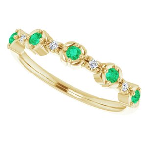 14K Yellow Natural Emerald & .03 CTW Natural Diamond Stackable Ring - BN & CO JEWELRY