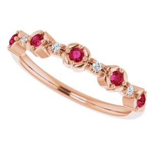 14K Rose Natural Ruby & .03 CTW Natural Diamond Stackable Ring - BN & CO JEWELRY
