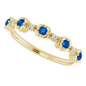 14K Yellow Natural Blue Sapphire & .03 CTW Natural Diamond Stackable Ring - BN & CO JEWELRY