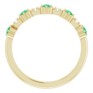 14K Yellow Natural Emerald & .03 CTW Natural Diamond Stackable Ring - BN & CO JEWELRY