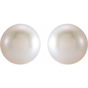 14K Yellow 3 mm Cultured White Freshwater Pearl Earrings - BN & CO JEWELRY