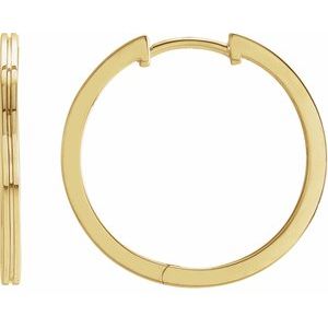 14K Yellow 20 mm Grooved Hoop Earrings - BN & CO JEWELRY