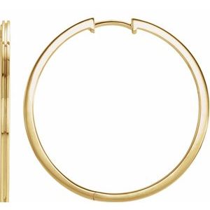 14K Yellow 30 mm Grooved Hoop Earrings - BN & CO JEWELRY