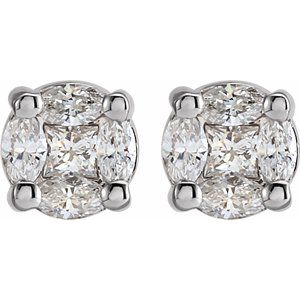 14K White 1/3 CTW Natural Diamond Cluster Earrings - BN & CO JEWELRY
