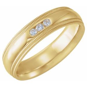 14K Yellow 1/8 CTW Diamond Half Round Comfort-Fit Milgrain Band Size 10 - BN & CO JEWELRY