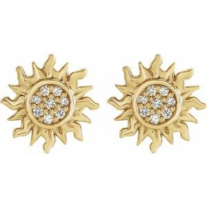 14K Yellow .02 CTW Natural Diamond Sun Earrings - BN & CO JEWELRY