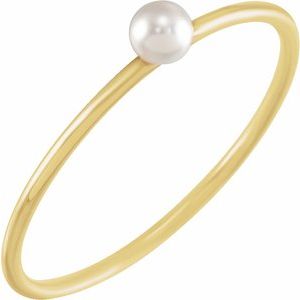 14K Yellow Stackable Imitation Pearl Ring Size 7 - BN & CO JEWELRY