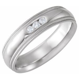 14K White 1/8 CTW Diamond Half Round Comfort-Fit Milgrain Band Size 10 - BN & CO JEWELRY
