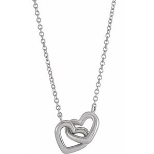 Sterling Silver Interlocking Heart 18" Necklace - BN & CO JEWELRY